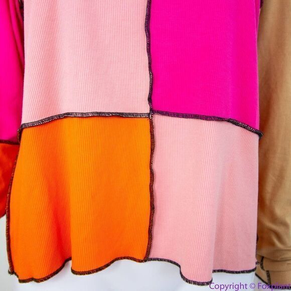 NEW Eloquii Pink Orange Patchwork Color Block Top, size‎ 22/24 - Picture 5 of 16